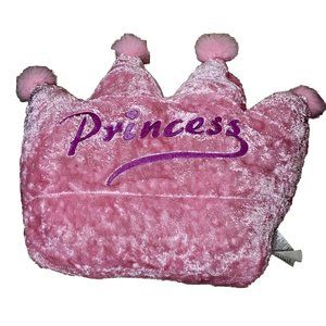Retired Dan Dee International Large 22x22 Inch Pink Princess Crown Plush Pillow